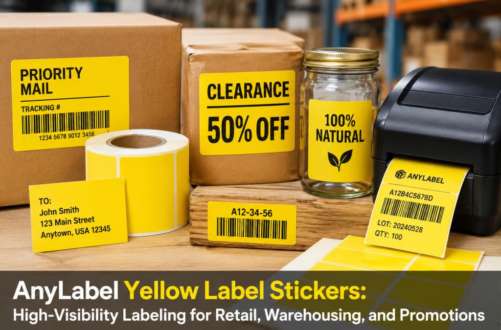 AnyLabel Yellow Label Stickers: High-Visibility Labeling for Retail, Warehousing, and Promotions
