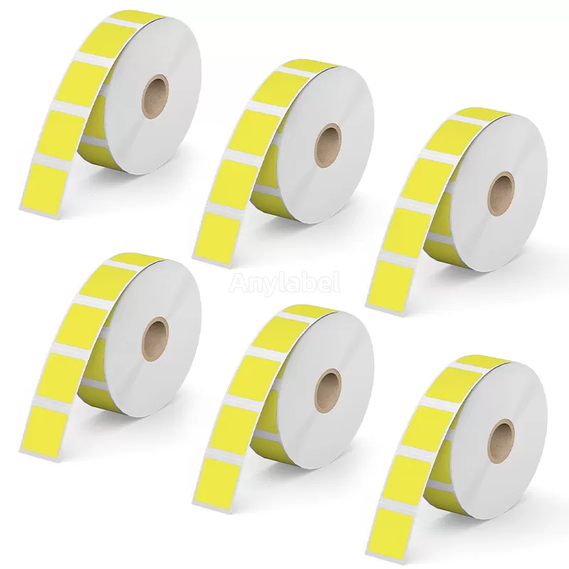 1''× 1'' Yellow Direct Thermal Labels