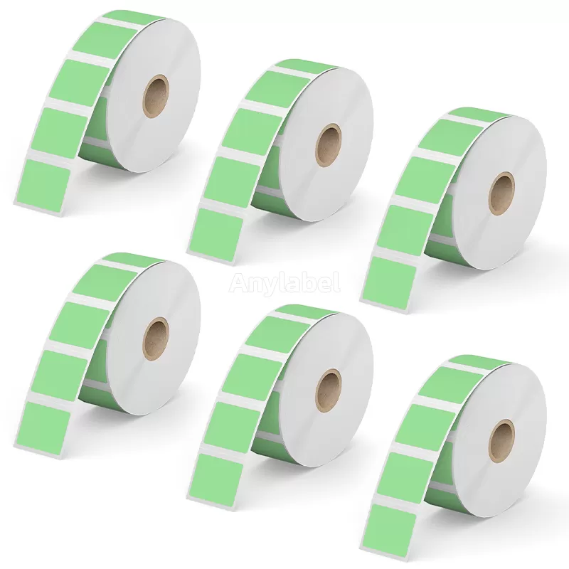 Zebra 1.25'' x 1'' Green Direct Thermal Shipping Labels