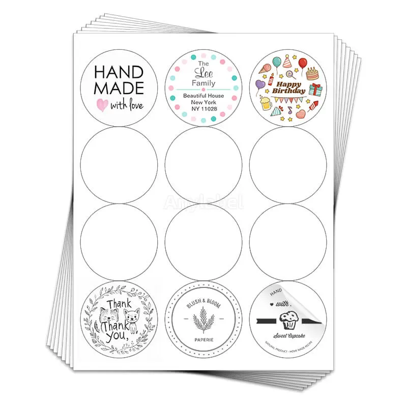 12up 25 round labels for laser inkjet printers