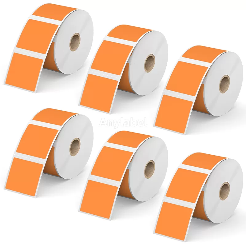 2''× 2'' Orange Direct Thermal Labels