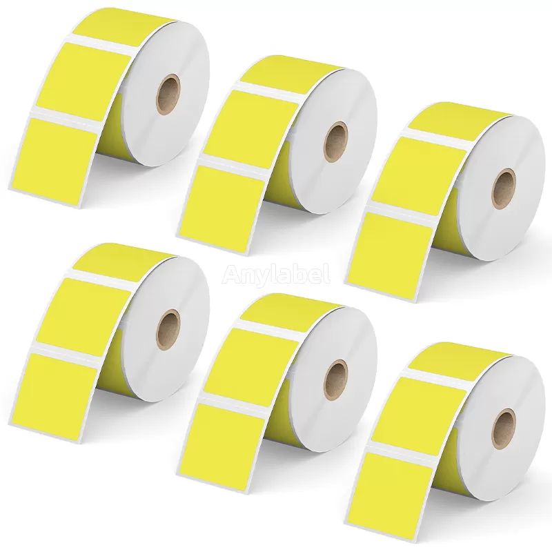 2''× 2'' Yellow Direct Thermal Labels