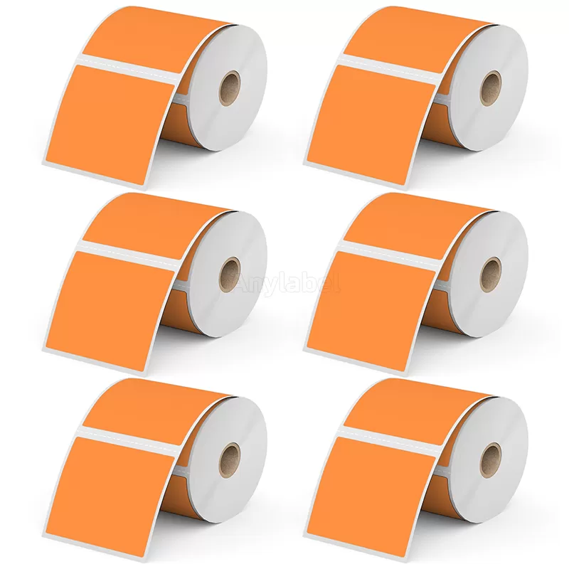 3''× 3'' Orange Direct Thermal Labels