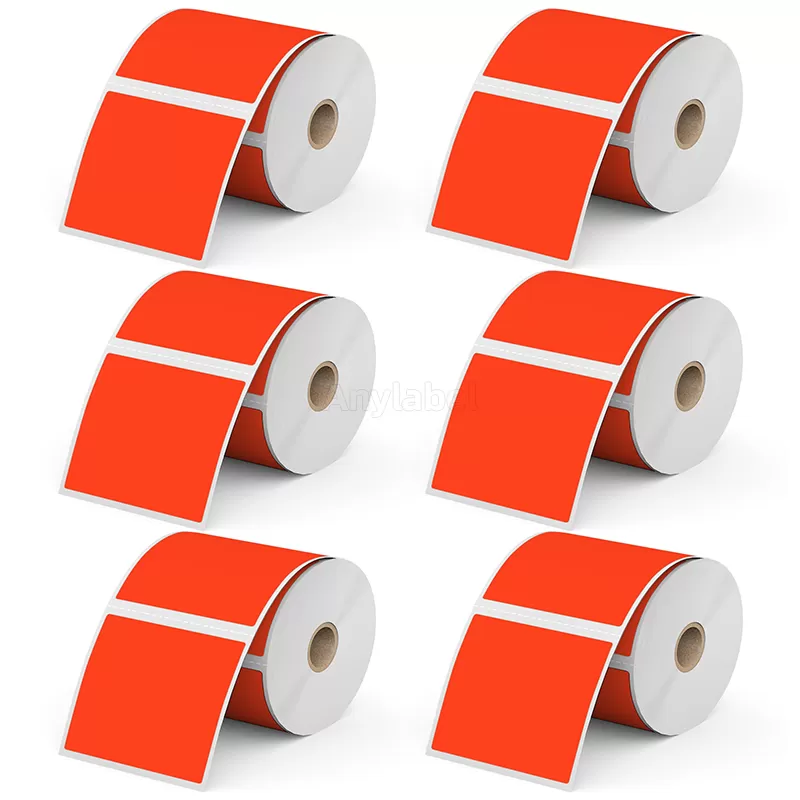 3'' × 3'' Red Direct Thermal Labels