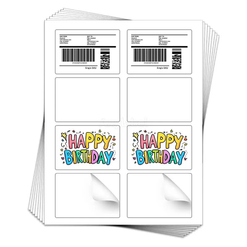 8UP 2 1/3'' x 3 3/8'' Shipping Address & Barcode Labels for Laser & Inkjet Printers