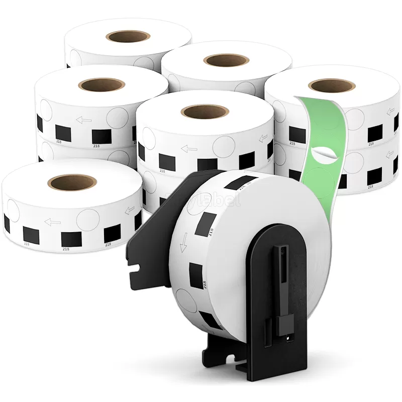 Brother DK-1218 Green Round Labels 0.94'' In Diameter