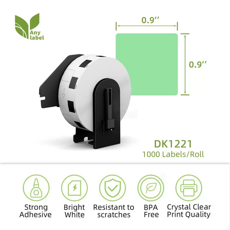 brother dk 1221 green square labels 0 9 x 0 9 company