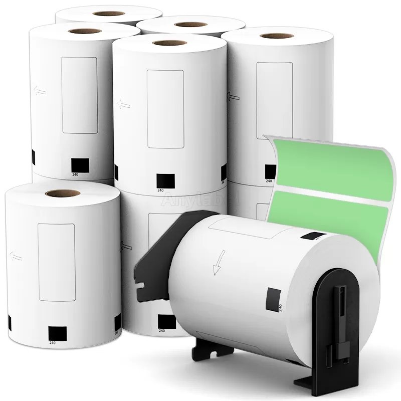 Brother DK-1240 Removable Green Labels 4'' x 2''