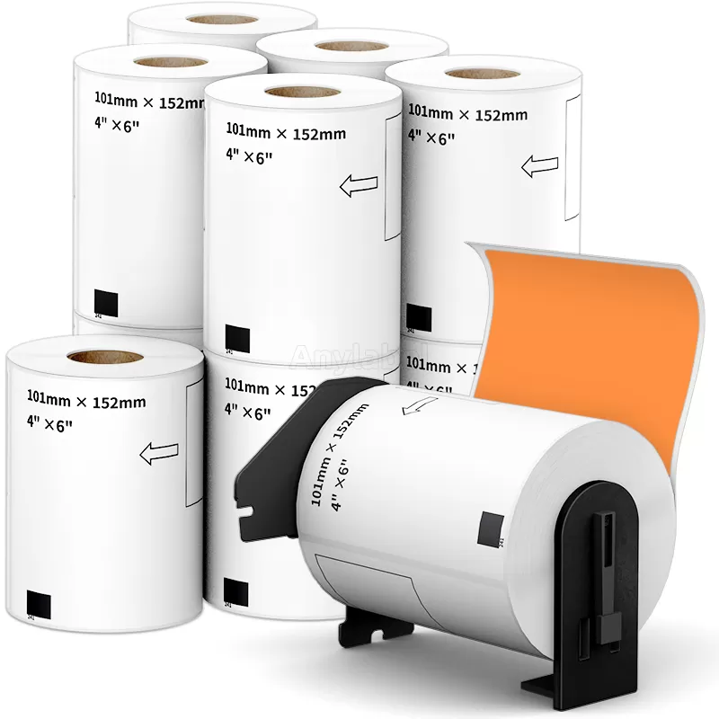 Brother DK-1241 Removable Orange Labels 4''  x 6''