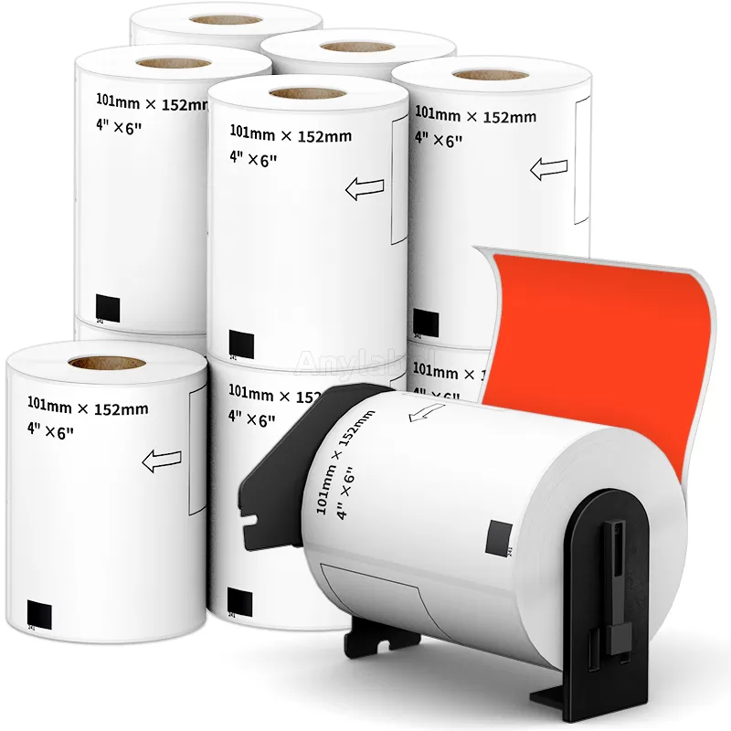 Brother DK-1241 Removable Red Labels 4'' x 6''