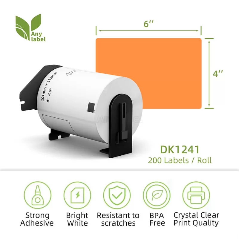 brother dk 1241 removable orange labels 4 x 6 company