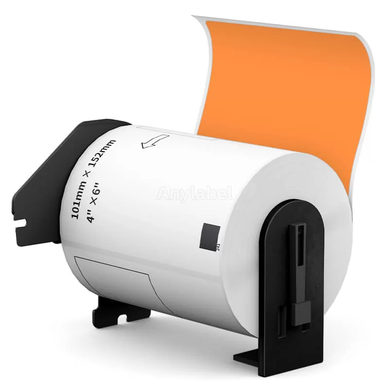 Brother DK-1241 Removable Orange Labels 4''  x 6''