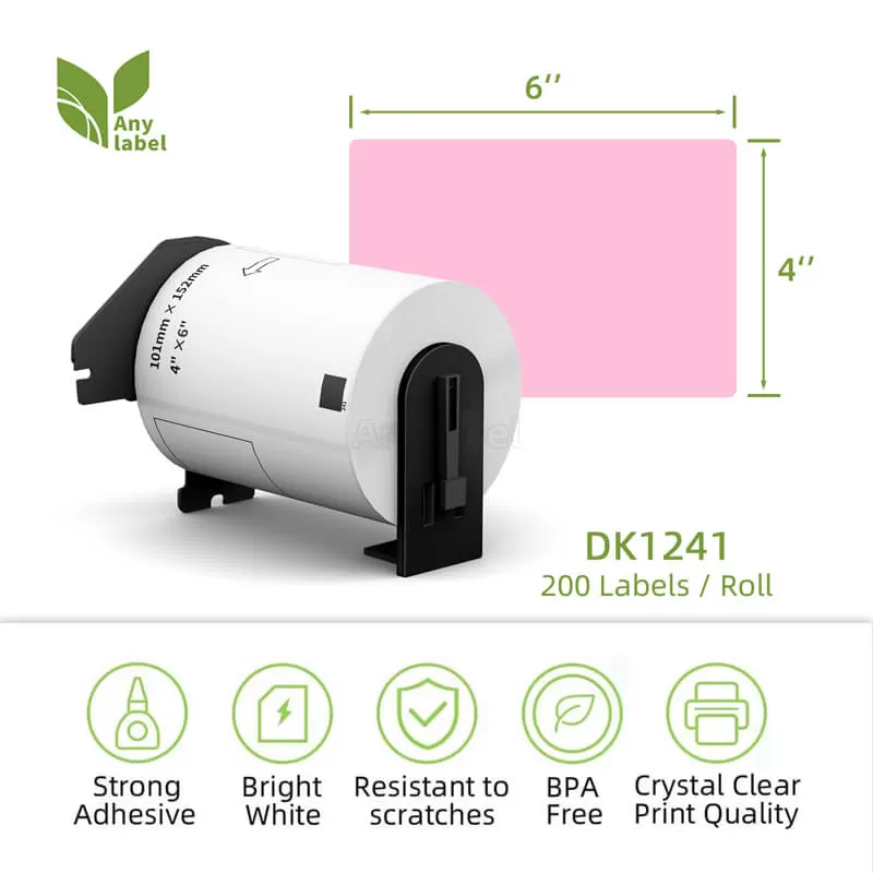 brother dk 1241 removable pink labels 4 x 6 company