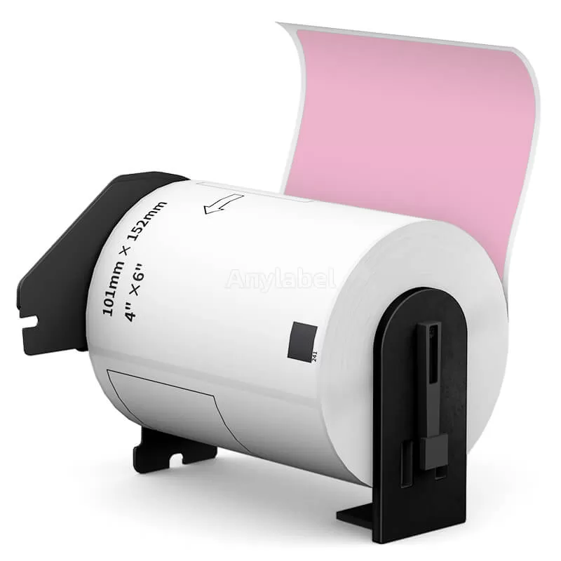 Brother DK-1241 Removable Pink Labels 4'' x 6''