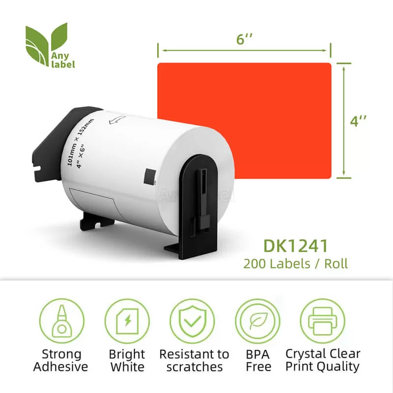 brother dk 1241 removable red labels 4 x 6 company