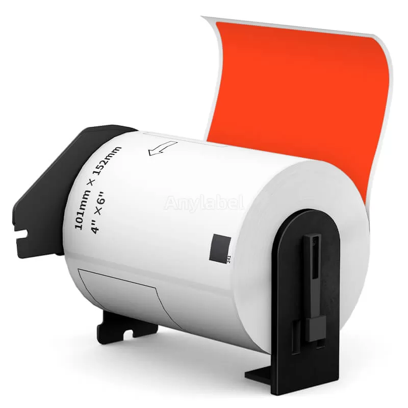 Brother DK-1241 Removable Red Labels 4'' x 6''
