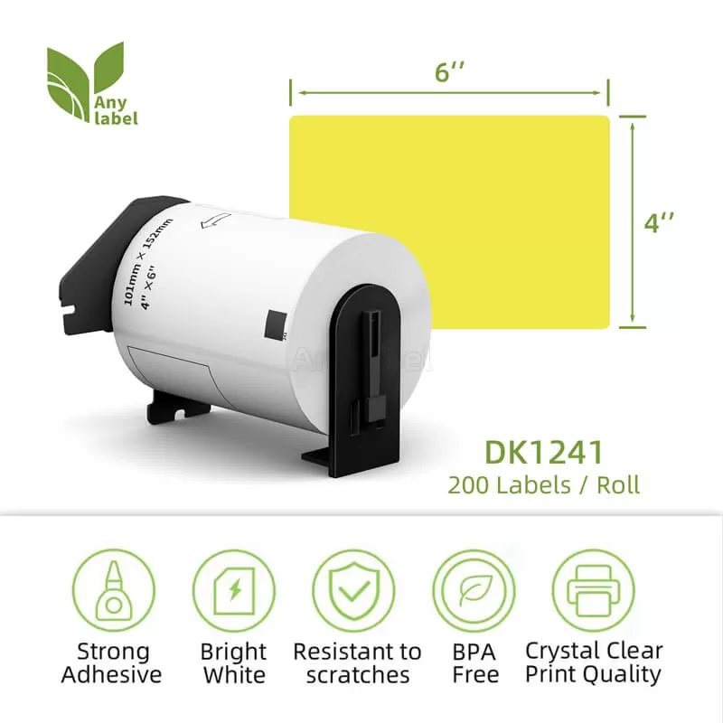 brother dk 1241 removable yellow labels 4 x 6 company