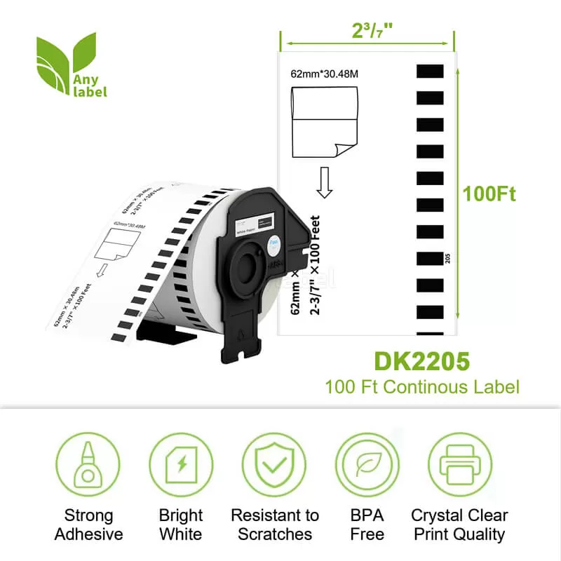 brother dk 2205 continuous removable labels 2 4 x 100 supplier