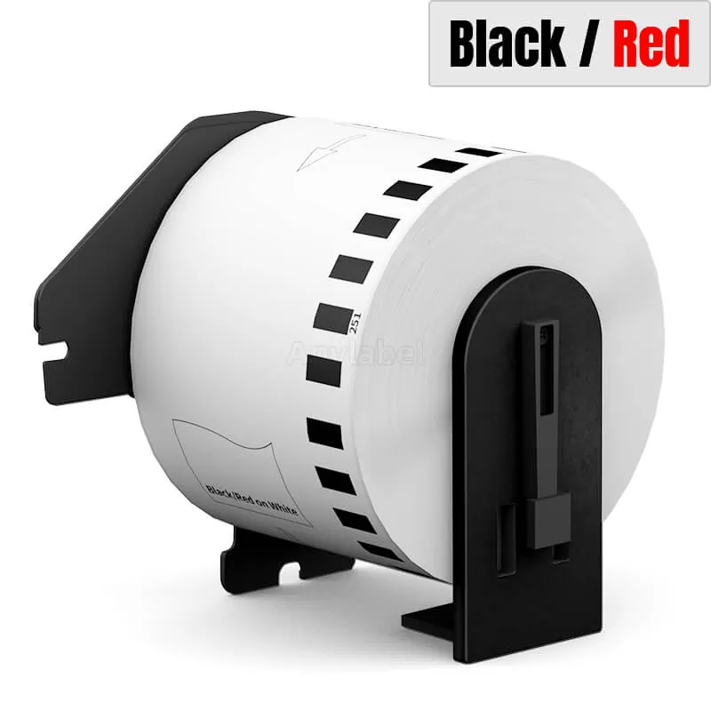 Brother DK-2251 Black/Red on White Continuous Labels 2.4'' x 100''