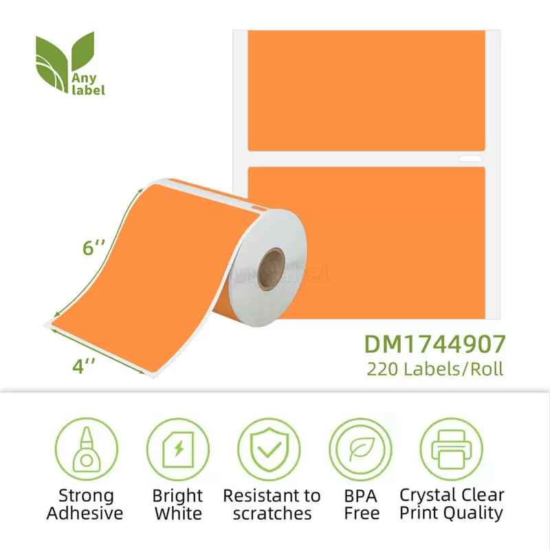 dymo 1744907 compatible orange shipping labels 4 x 6 company