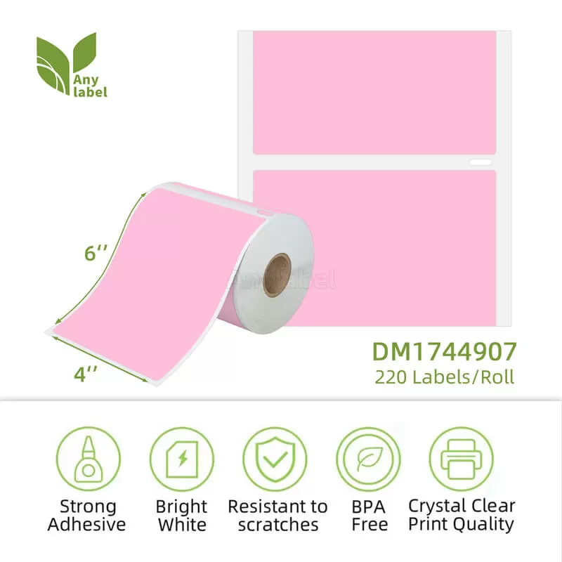 dymo 1744907 compatible pink shipping labels 4 x 6 company