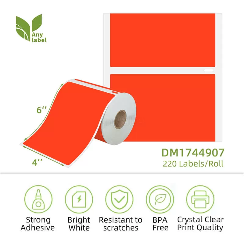 dymo 1744907 compatible red shipping labels 4 x 6 company