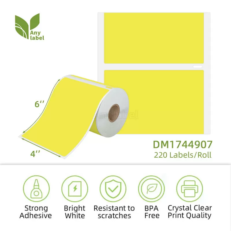 dymo 1744907 compatible yellow shipping labels 4 x 6 company