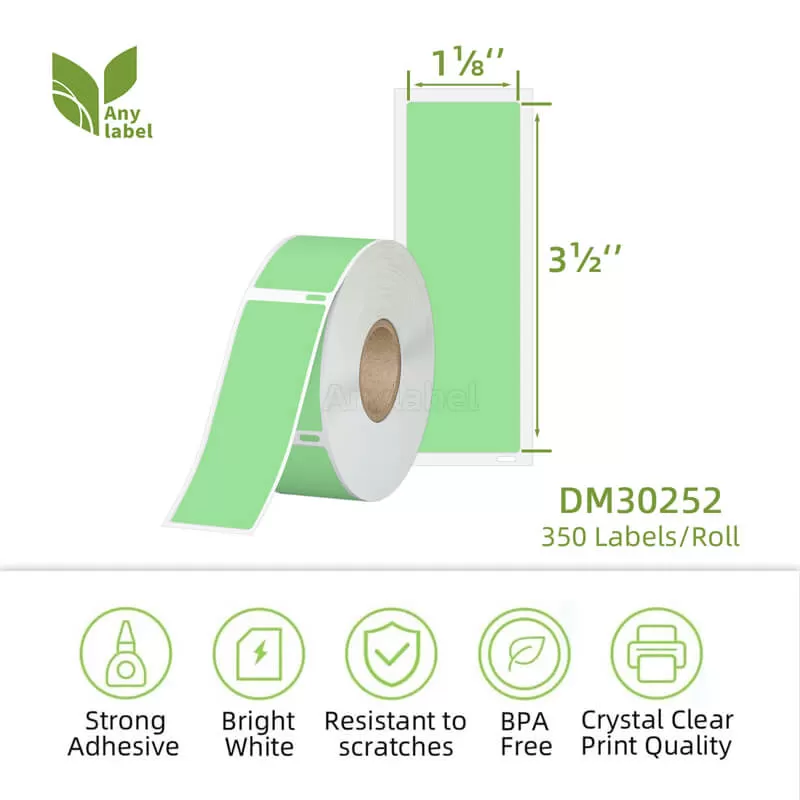 dymo 30252 compatible green labels 1 1 8 x 3 1 2 company