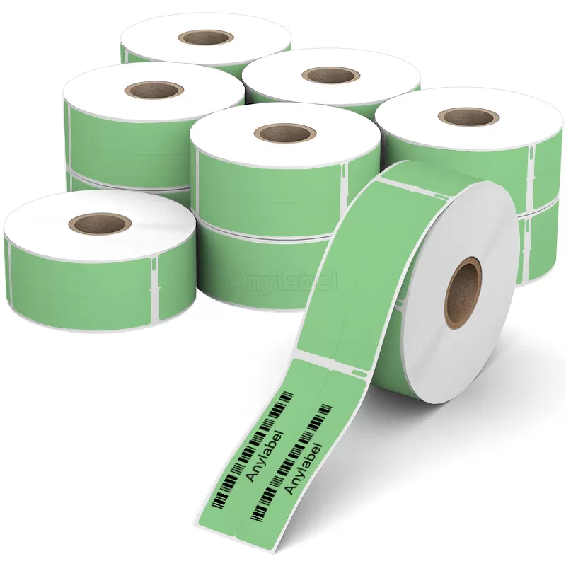 Dymo 30277 Comaptible Green 2-up Labels 9/16'' x 3-7/16''