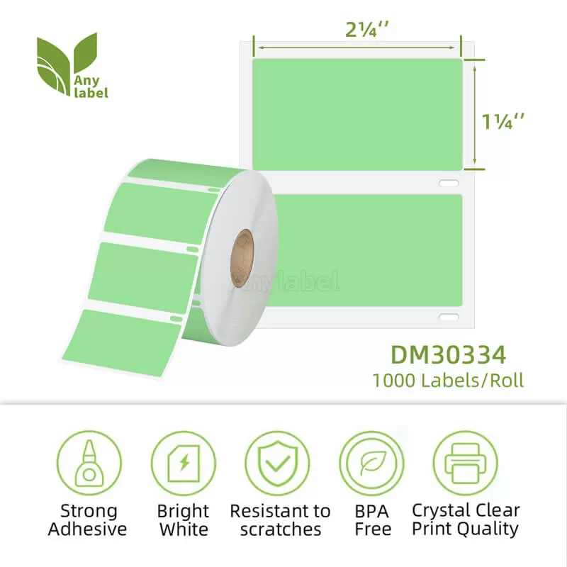 dymo 30334 compatible green barcode labels 2 1 4 x 1 1 4 company