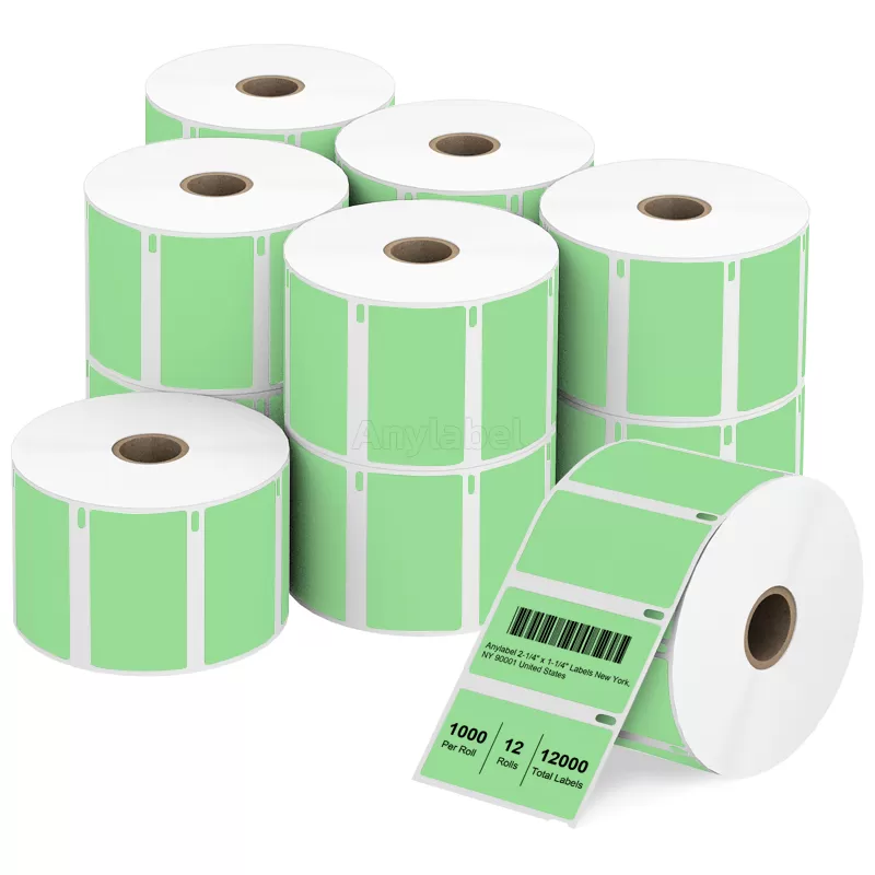 Dymo 30334 Compatible Green Barcode Labels 2-1/4'' x 1-1/4''