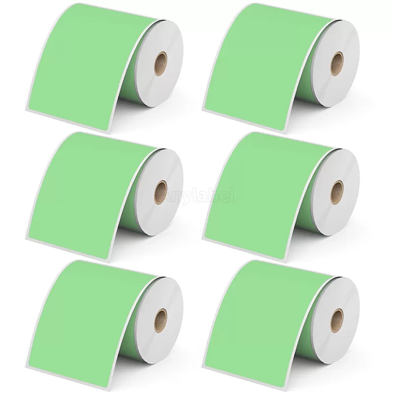 Zebra 4'' x 6'' Green Direct Thermal Shipping Labels