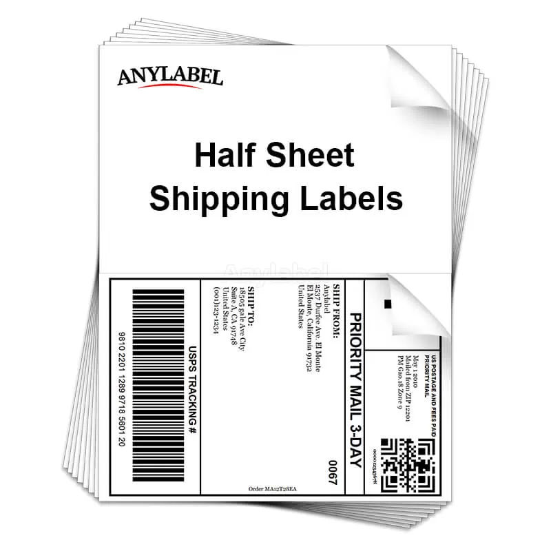 8.5'' x 5.5'' Half Sheet Matte Sticker Paper for Inkjet or Laser Printers