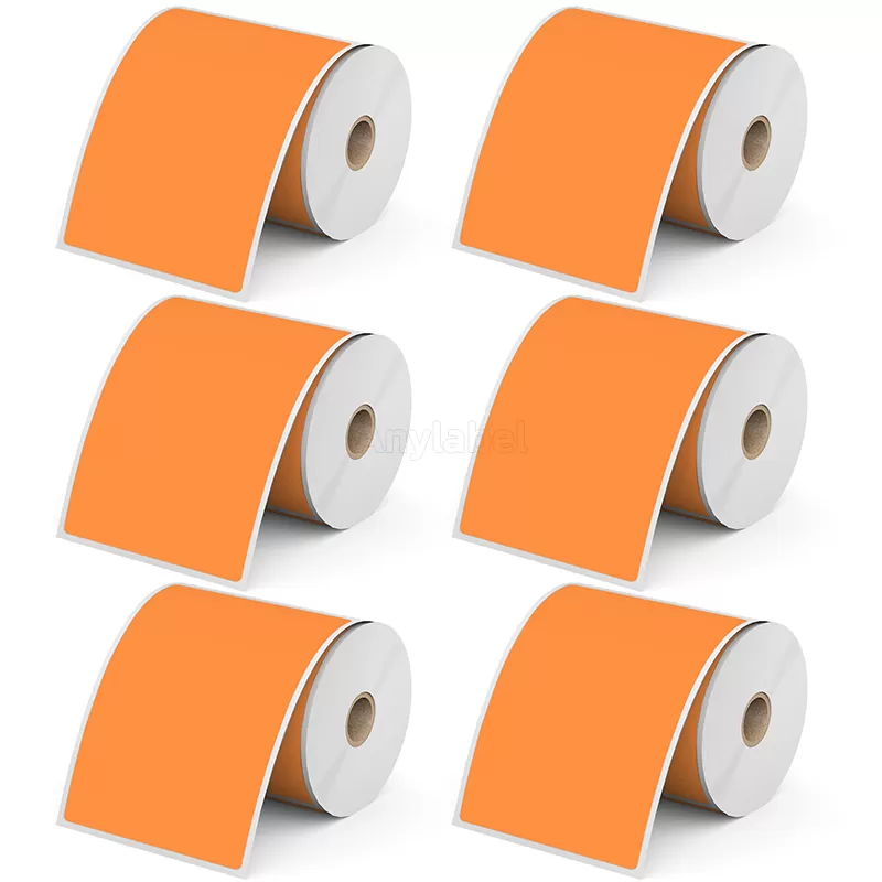 Orange 4'' × 6''  Direct Thermal Shipping Label