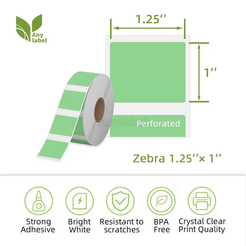 zebra 1 25 x 1 green direct thermal shipping labels company