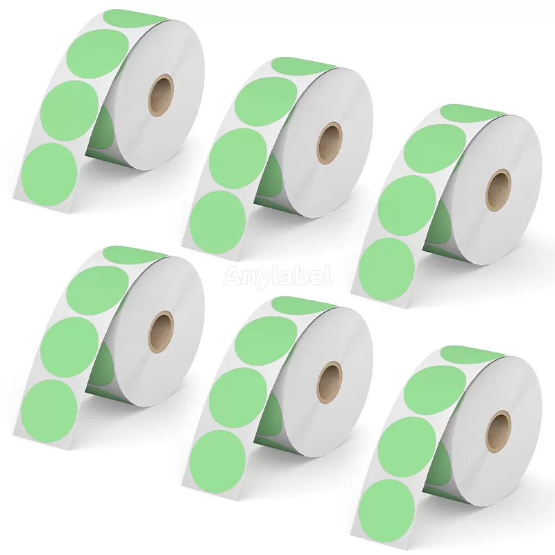 Zebra 1.5'' Green Circle Direct Thermal Shipping Labels