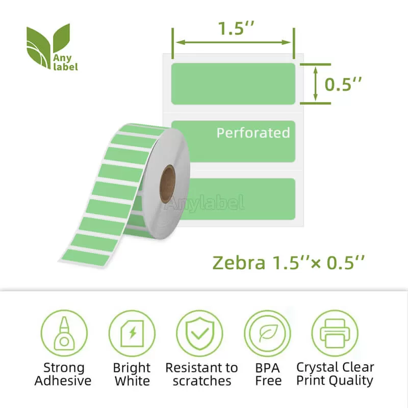zebra 1 5 x 0 5 green direct thermal shipping labels company