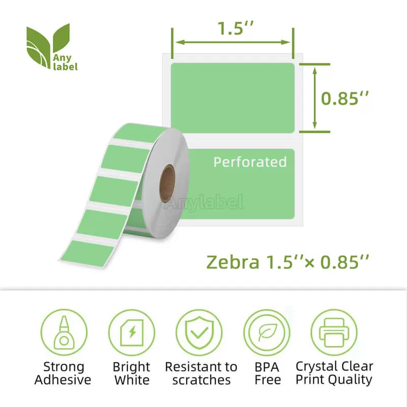 zebra 1 5 x 0 85 green direct thermal shipping labels company