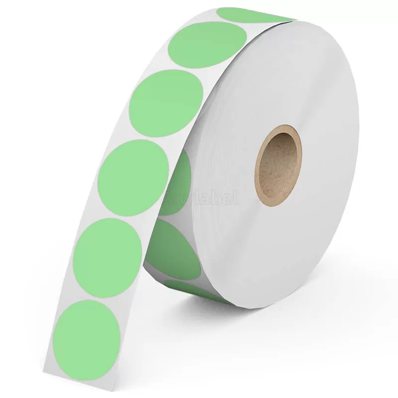 Zebra 1'' Green Circle Direct Thermal Shipping Labels