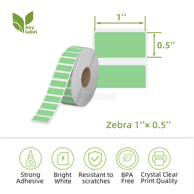 zebra 1 x 0 5 green direct thermal shipping labels company