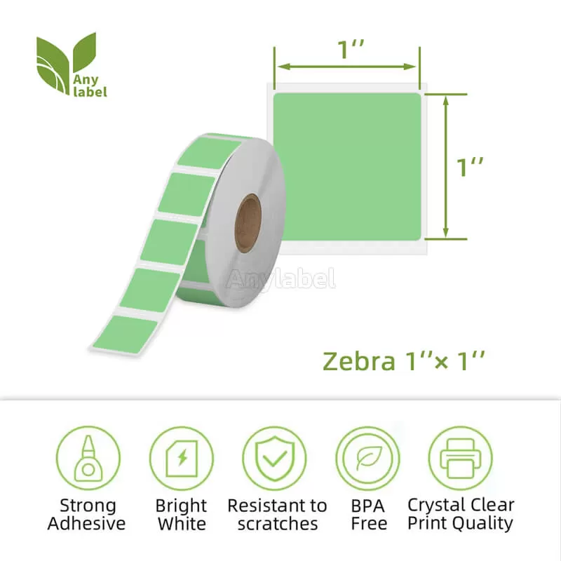 zebra 1 x 1 green direct thermal shipping labels company