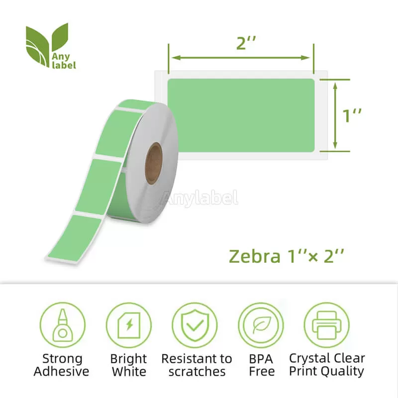 zebra 1 x 2 green direct thermal shipping labels company