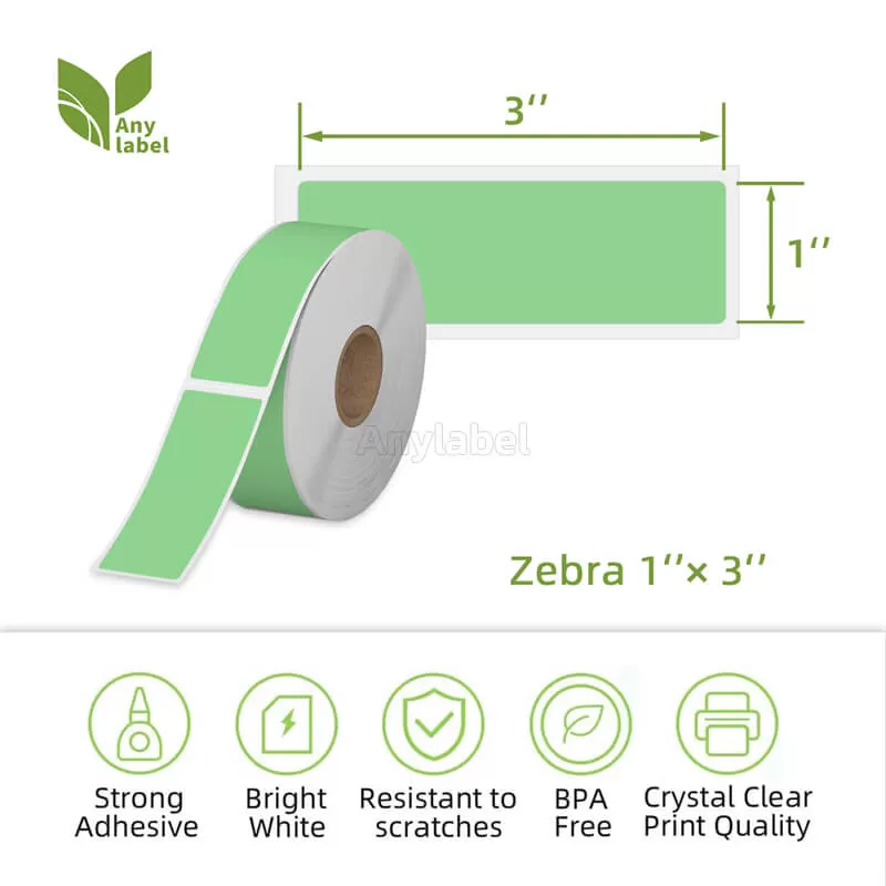 zebra 1 x 3 green direct thermal shipping labels company
