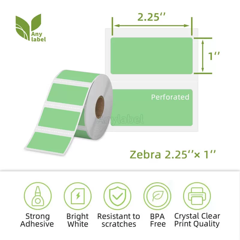 zebra 2 25 x 1 green direct thermal shipping labels company
