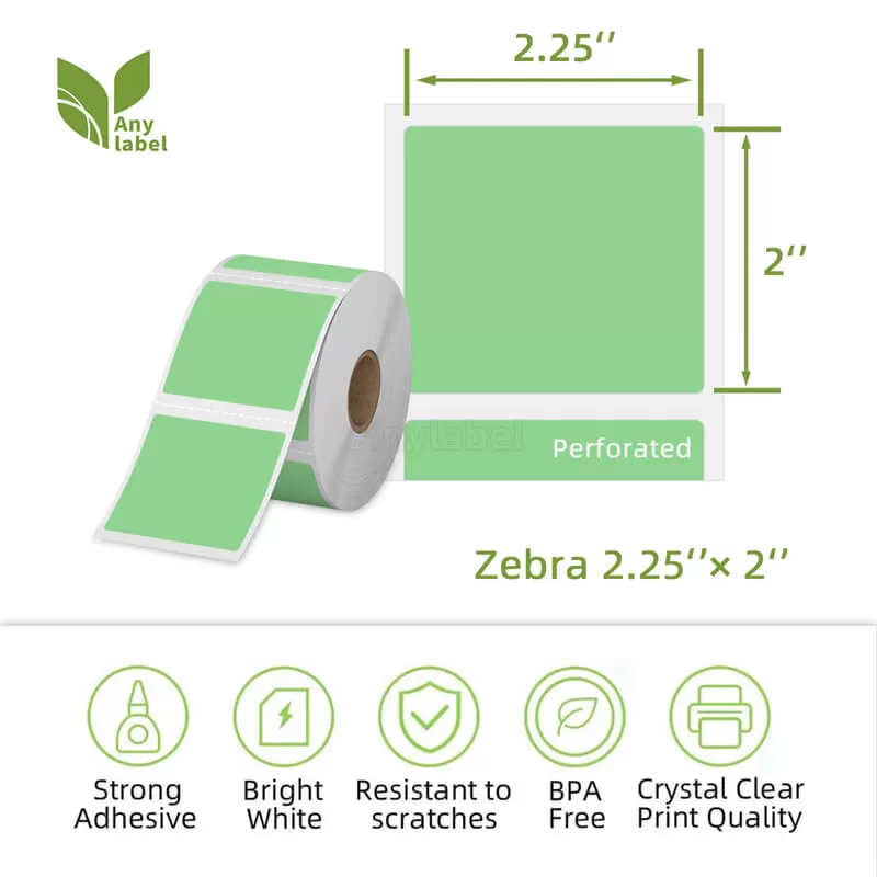 zebra 2 25 x 2 green direct thermal shipping labels company