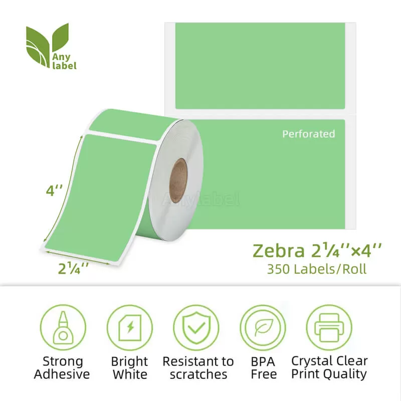 zebra 2 25 x 4 green direct thermal shipping labels company