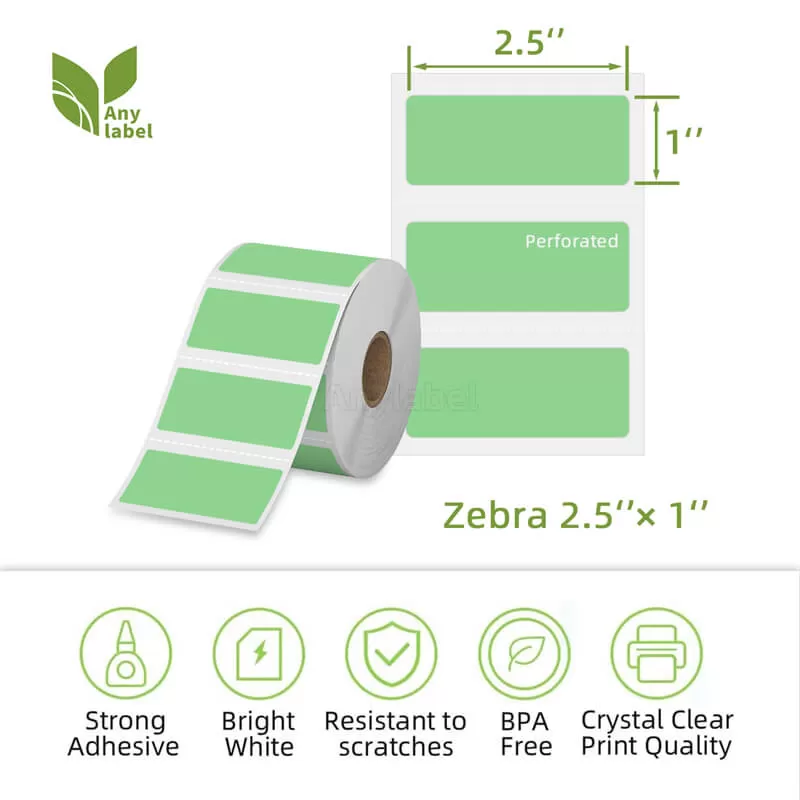 zebra 2 5 x 1 green direct thermal shipping labels company