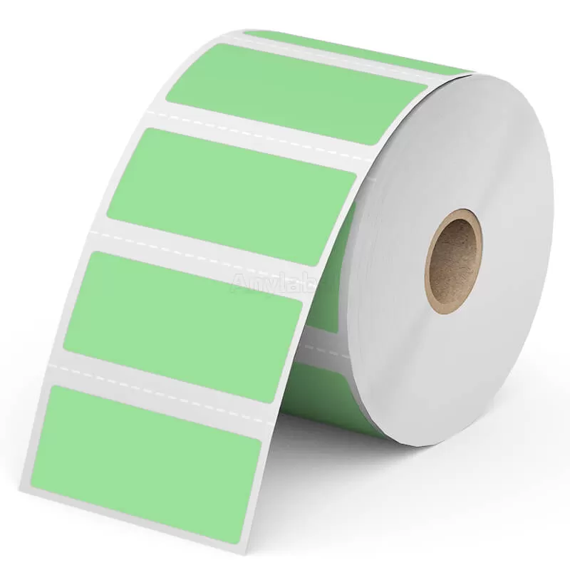 Zebra 2.5'' x 1'' Green Direct Thermal Shipping Labels