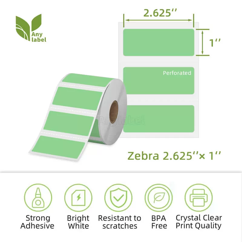 zebra 2 625 x 1 green direct thermal shipping labels company
