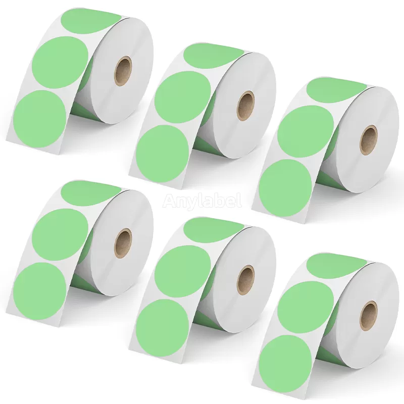 Zebra 2'' Green Circle Direct Thermal Shipping Labels